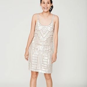 Adrianna Papell Gatsby Sequined Pearl Color Dress